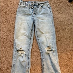 Levi's Light Wash Ripped Cropped Jeans